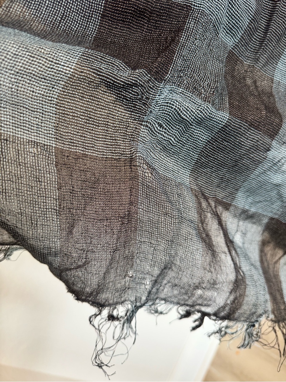 Gucci Men's Black & Charcoal Check Wool-Blend Scarf New (see comments) - Picture 8 of 8